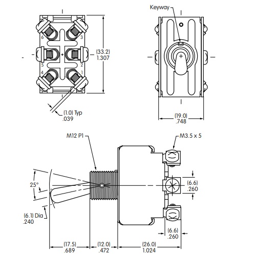 Componentes del interruptor - TA1-1A-DC-4 - interruptor, palanca, 2P SPST  OFF-ON, tornillo - RS